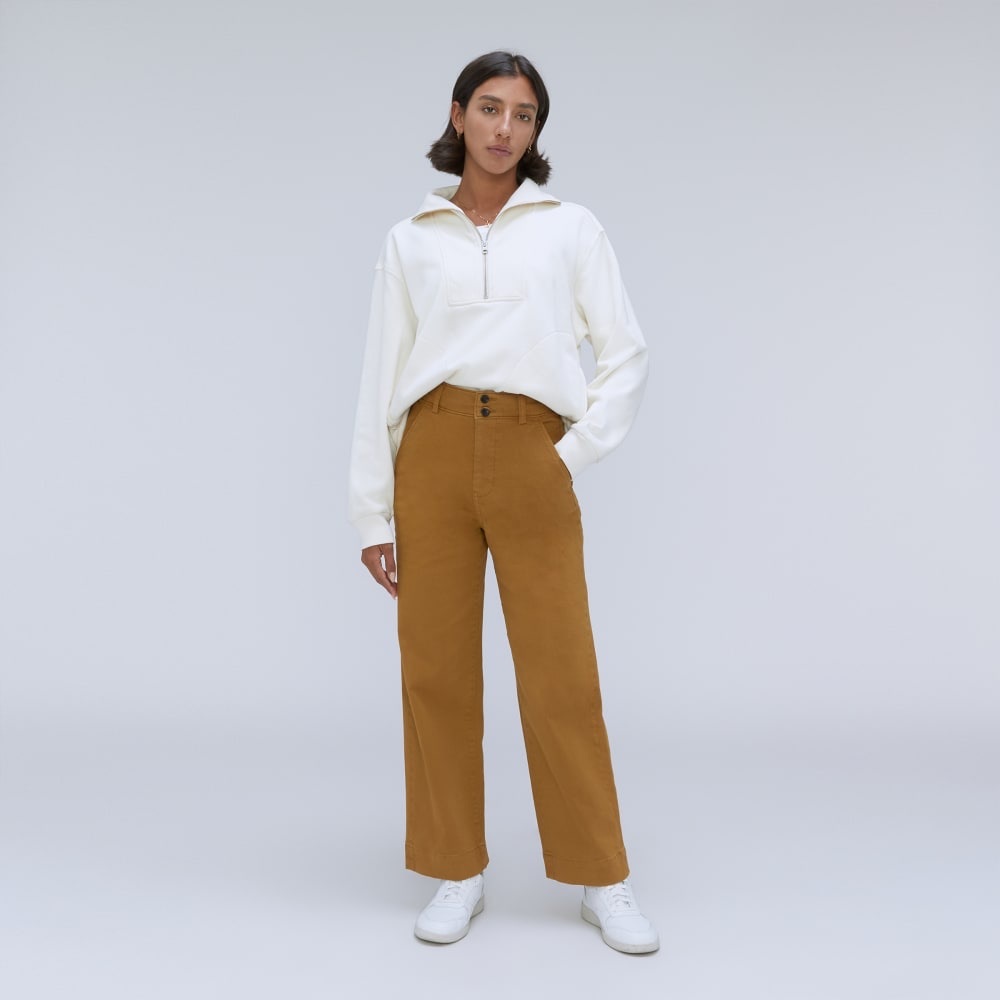 Everlane the organic cotton wide leg pants‎ size 6 color tapenade natural fibers